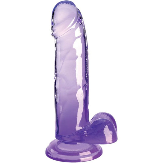 KING COCK - DURCHSICHTIGER REALISTISCHER PENIS MIT HODEN 15,2 CM LILA