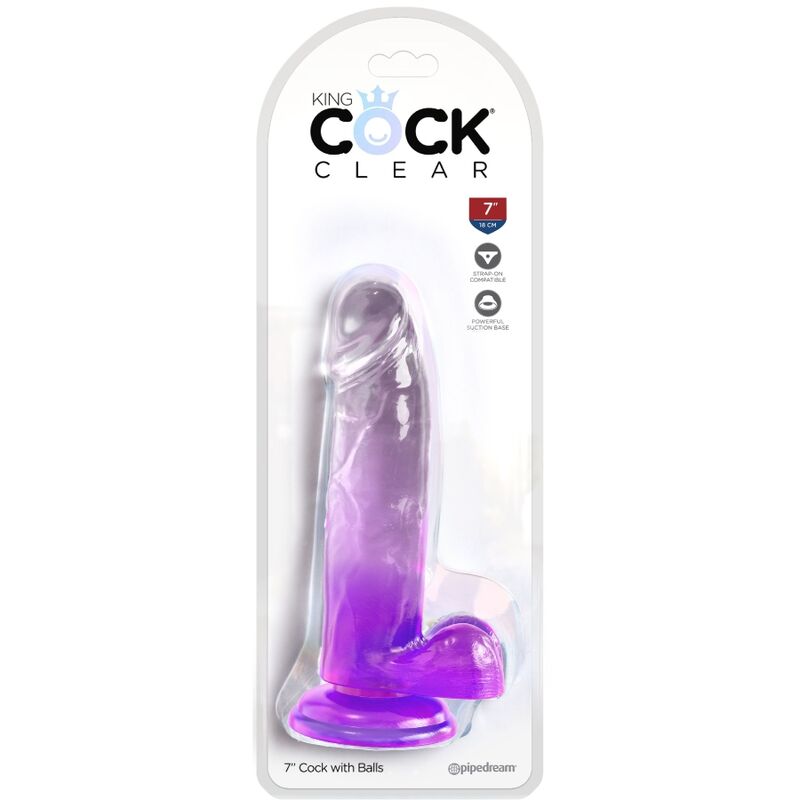 KING COCK - DURCHSICHTIGER REALISTISCHER PENIS MIT HODEN 15,2 CM LILA