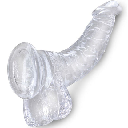 KING COCK - KLARER REALISTISCHER GEBOGENER PENIS MIT HODEN 16,5 CM TRANSPARENT