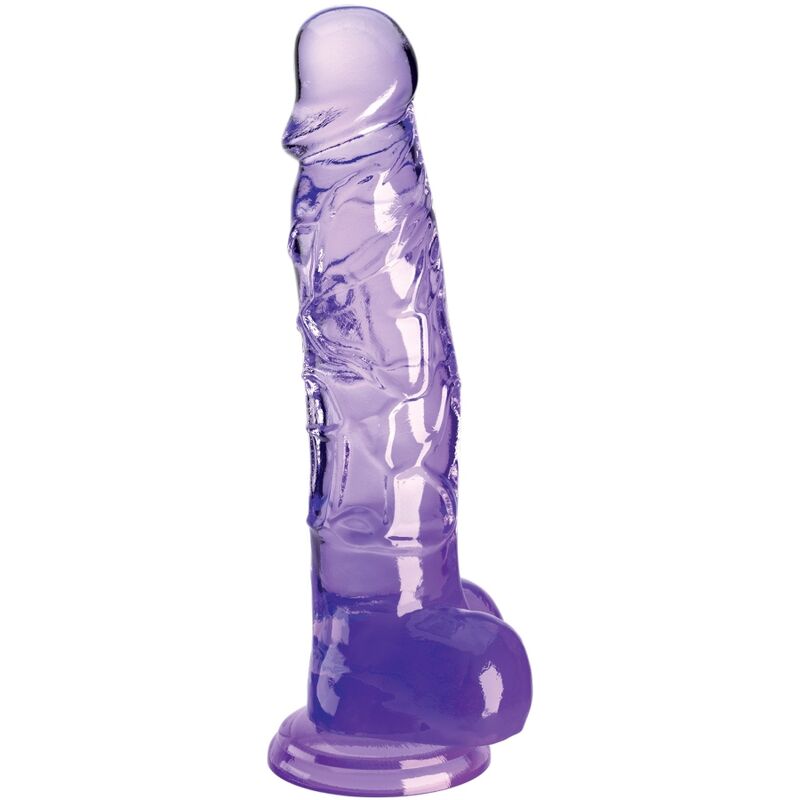 KING COCK - DURCHSICHTIGER REALISTISCHER PENIS MIT HODEN 16,5 CM LILA