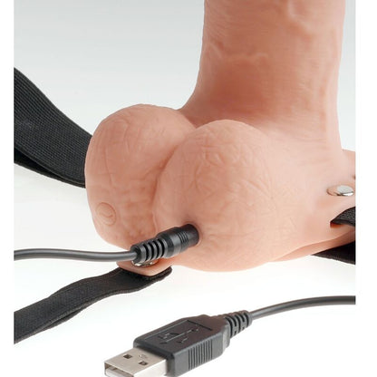 FETISH FANTASY SERIES - VERSTELLBARER HARNESS REALISTISCHER PENIS MIT WIEDERAUFLADBAREN KUGELN UND VIBRATOR 23 CM