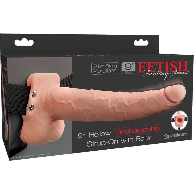 FETISH FANTASY SERIES - VERSTELLBARER HARNESS REALISTISCHER PENIS MIT WIEDERAUFLADBAREN KUGELN UND VIBRATOR 23 CM
