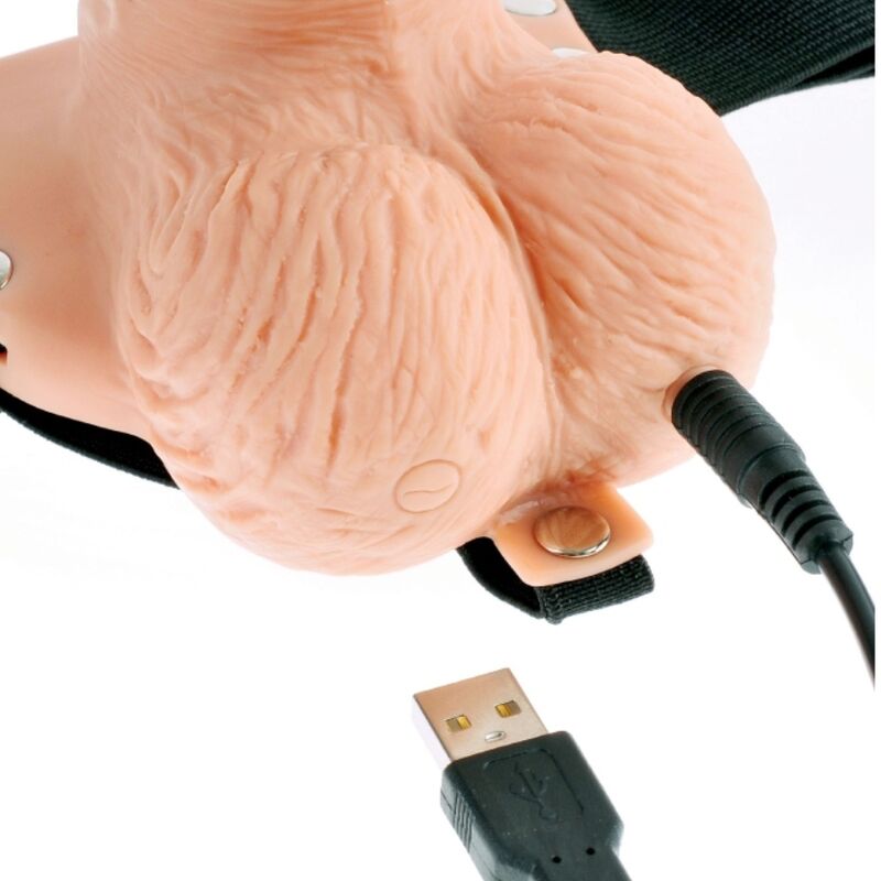 FETISH FANTASY SERIES - VERSTELLBARER HARNESS FERNBEDIENUNG REALISTISCHER PENIS MIT WIEDERAUFLADBAREN HODEN UND VIBRATOR 15 CM