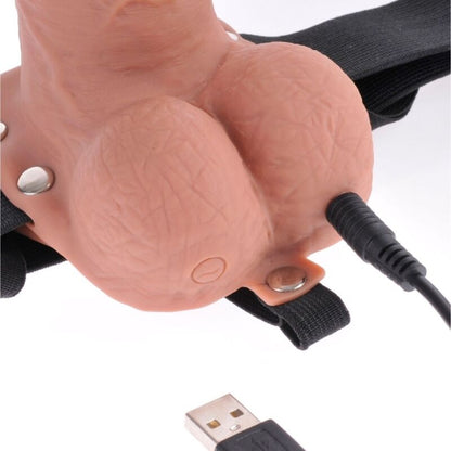 FETISH FANTASY SERIES - VERSTELLBARER HARNESS REALISTISCHER PENIS MIT WIEDERAUFLADBAREN KUGELN UND VIBRATOR 17,8 CM