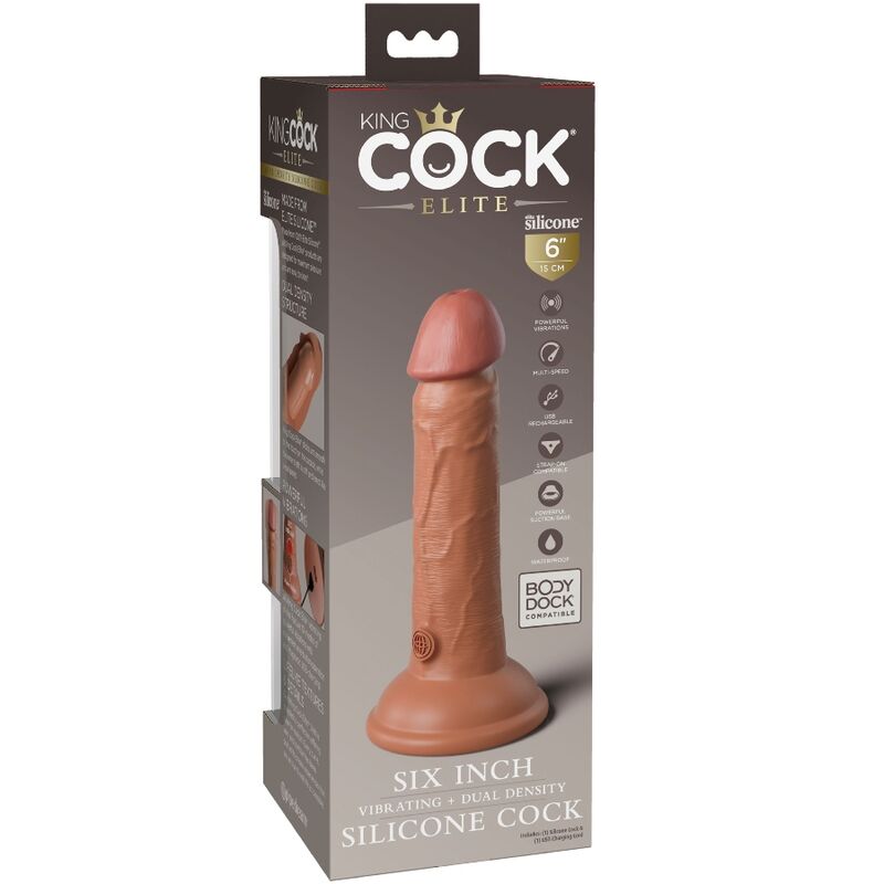 KING COCK - ELITE REALISTISCHER DILDO VIBRIEREND &amp; SILIKON 15,2 CM KARAMELL
