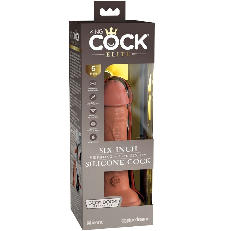 KING COCK - ELITE REALISTISCHER DILDO VIBRIEREND &amp; SILIKON 15,2 CM KARAMELL