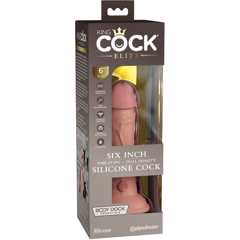 KING COCK - ELITE REALISTISCHER DILDO VIBRIEREND &amp; SILIKON 15,2 CM