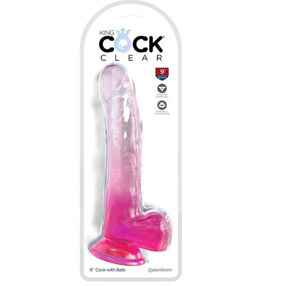 KING COCK - DURCHSICHTIGER DILDO MIT HODEN 20,3 CM ROSA