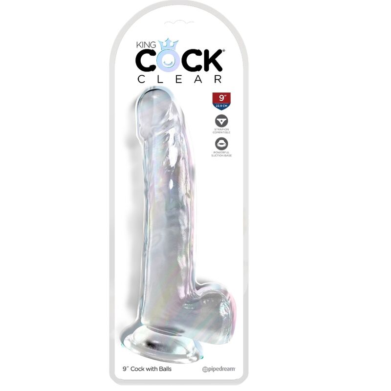 KING COCK - KLARER DILDO MIT HODEN 20,3 CM TRANSPARENT