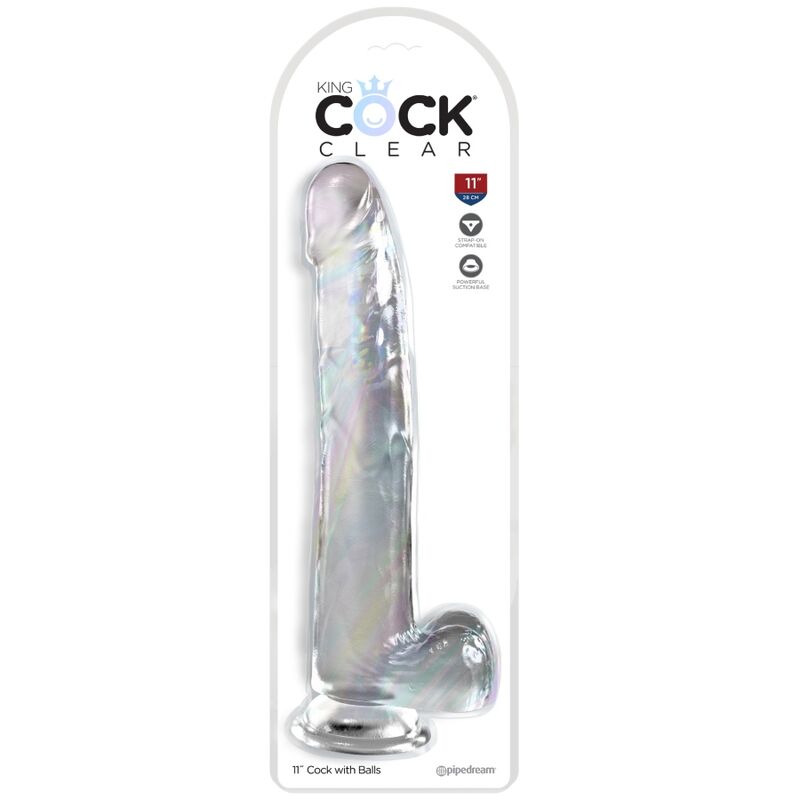 KING COCK - DILDO MIT HODEN 24,8 CM TRANSPARENT