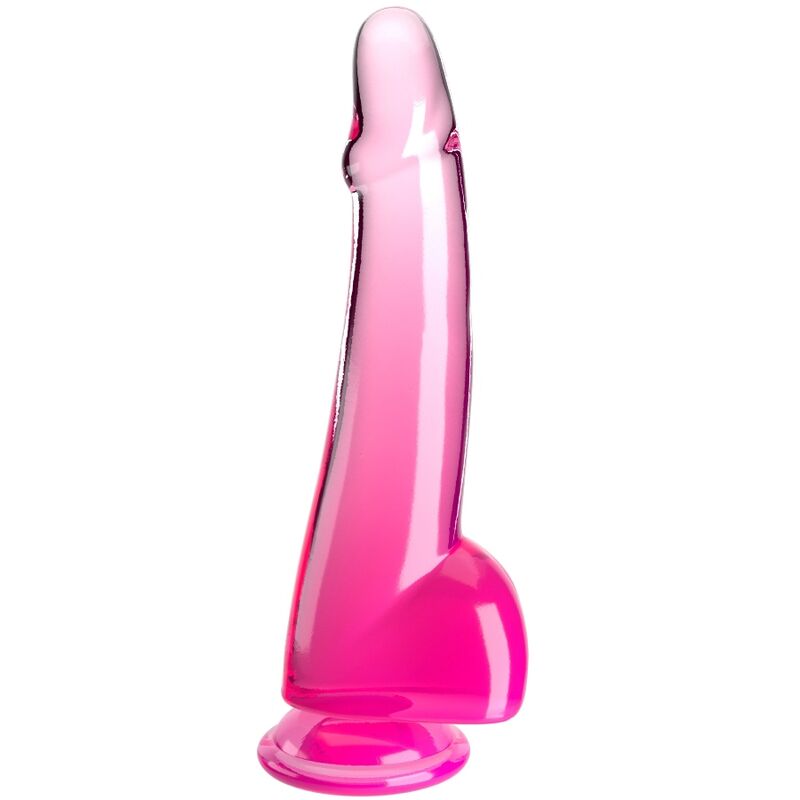 KING COCK - DURCHSICHTIGER DILDO MIT HODEN 19 CM ROSA