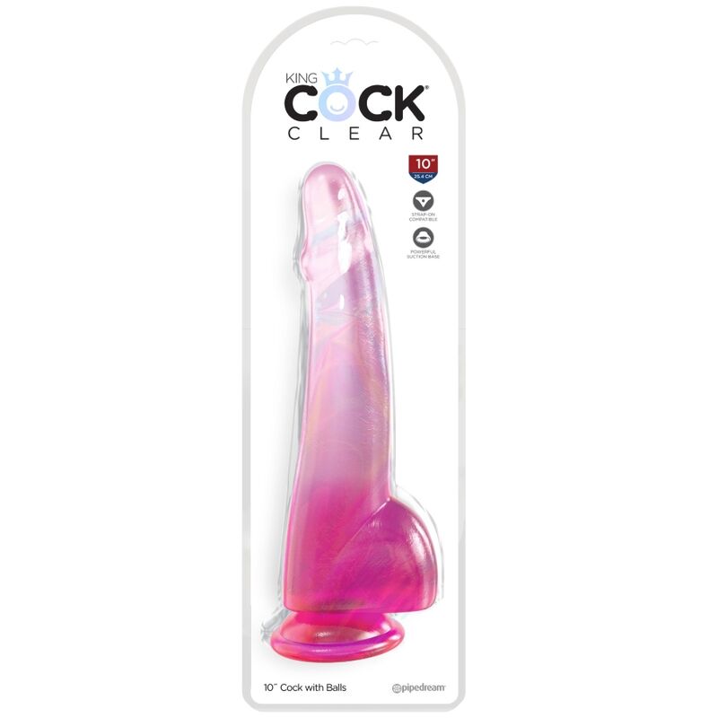KING COCK - DURCHSICHTIGER DILDO MIT HODEN 19 CM ROSA