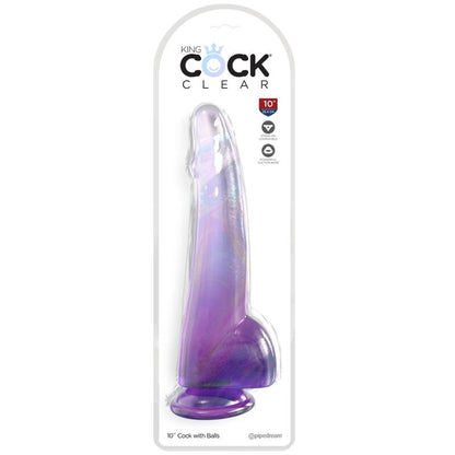 KING COCK - DURCHSICHTIGER DILDO MIT HODEN 19 CM LILA