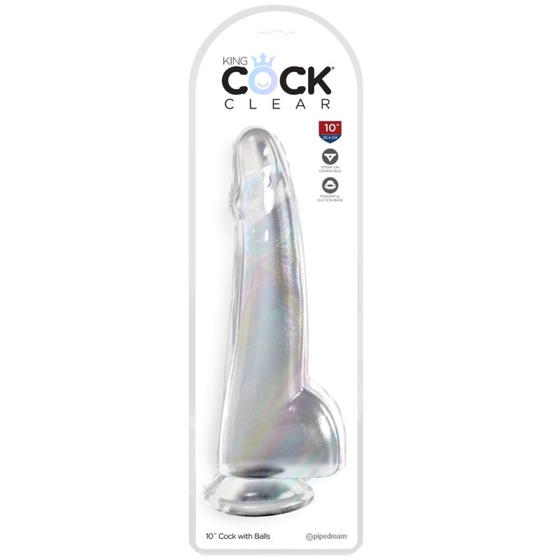 KING COCK - DILDO MIT HODEN 19 CM TRANSPARENT