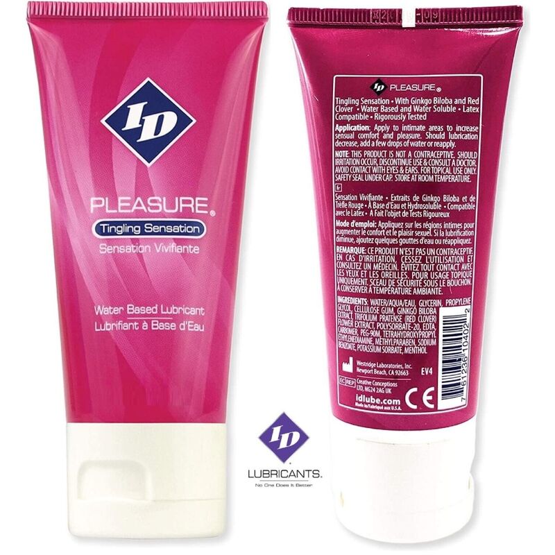 ID PLEASURE - Gleitmittel auf Wasserbasis mit prickelnder Sensation, Reisetube, 60 ml