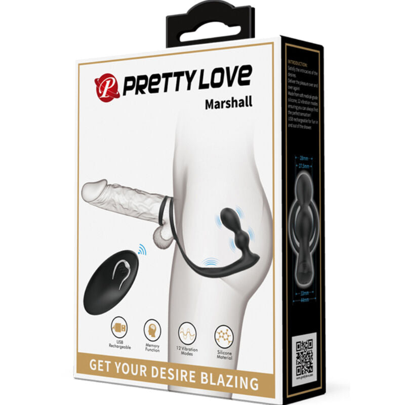 PRETTY LOVE - MARSHALL PENISRING MIT VIBRIERENDEM ANALPLUG MIT FERNBEDIENUNG
