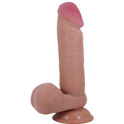 PRETTY LOVE - SLIDING SKIN SERIES REALISTISCHER DILDO MIT GLEITHAUT-SAUGNAPF BRAUN 20,5 CM
