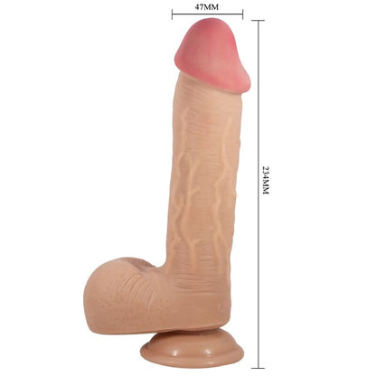 PRETTY LOVE - SLIDING SKIN SERIES REALISTISCHER DILDO MIT GLEITHAUT-SAUGNÄPFEN, HAUTFARBEN 23,4 CM