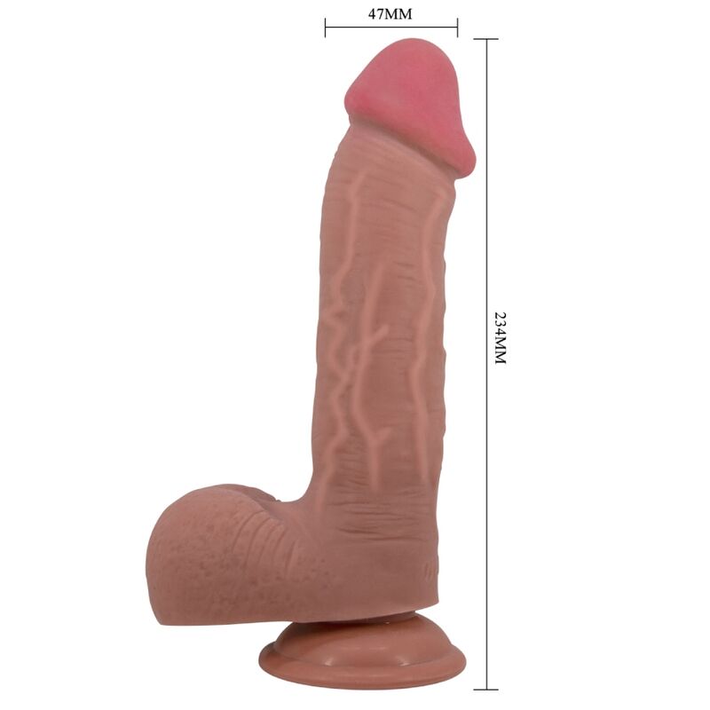 PRETTY LOVE - SLIDING SKIN SERIES REALISTISCHER DILDO MIT GLEITHAUT-SAUGNAPFER BRAUN 23,4 CM