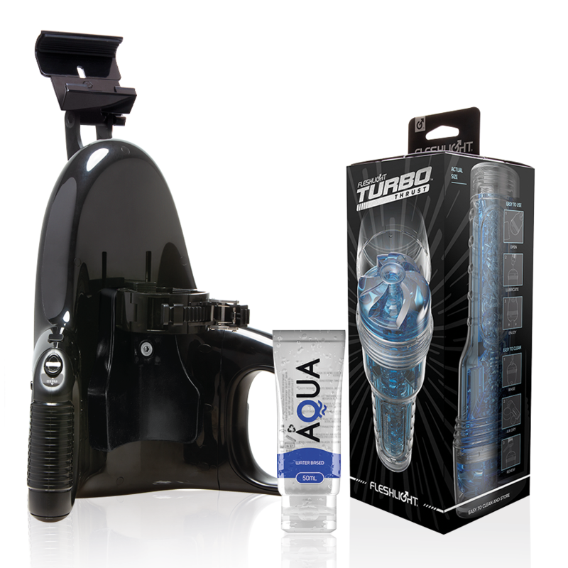 FLESHLIGHT - TURBO THRUST BLUE ICE + UNIVERSAL LAUNCH + AQUA QUALITY SCHMIERMITTEL 50 ML