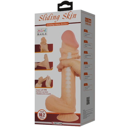 PRETTY LOVE - SLIDING SKIN SERIES REALISTISCHER DILDO MIT GLEITHAUT-SAUGNÄPFEN, HAUTFLEISCH, 26 CM