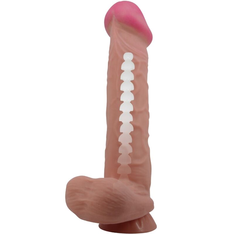 PRETTY LOVE - SLIDING SKIN SERIES REALISTISCHER DILDO MIT GLEITHAUT-SAUGNAPF BRAUN 26 CM