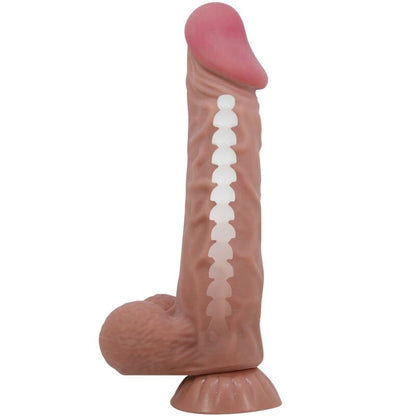 PRETTY LOVE - SLIDING SKIN SERIES REALISTISCHER DILDO MIT GLEITHAUT-SAUGNAPF BRAUN 24 CM