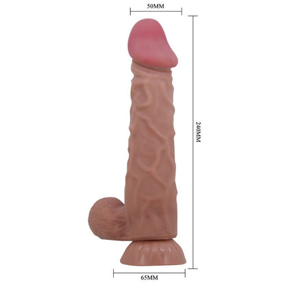 PRETTY LOVE - SLIDING SKIN SERIES REALISTISCHER DILDO MIT GLEITHAUT-SAUGNAPF BRAUN 24 CM