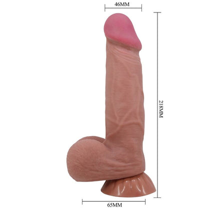 PRETTY LOVE - SLIDING SKIN SERIES REALISTISCHER DILDO MIT GLEITENDEM BRAUNEN HAUT-SAUGNAPF 21,8 CM