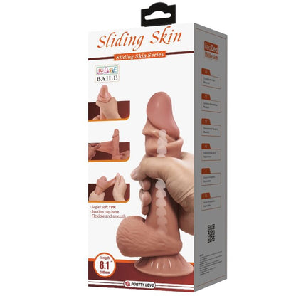 PRETTY LOVE - SLIDING SKIN SERIES REALISTISCHER DILDO MIT GLEITENDEM BRAUNEN HAUT-SAUGNAPF 21,8 CM