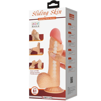 PRETTY LOVE - SLIDING SKIN SERIES REALISTISCHER DILDO MIT GLEITHAUT-SAUGNAPF 20,6 CM