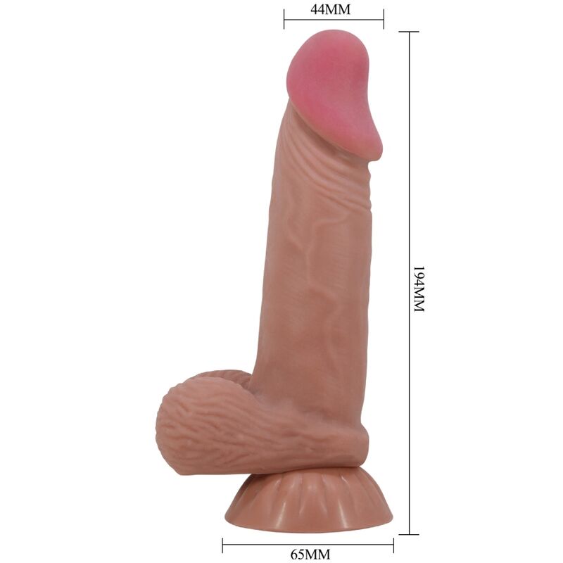 PRETTY LOVE - SLIDING SKIN SERIES REALISTISCHER DILDO MIT GLEITENDEM BRAUNEN HAUT-SAUGNAPF 19,4 CM