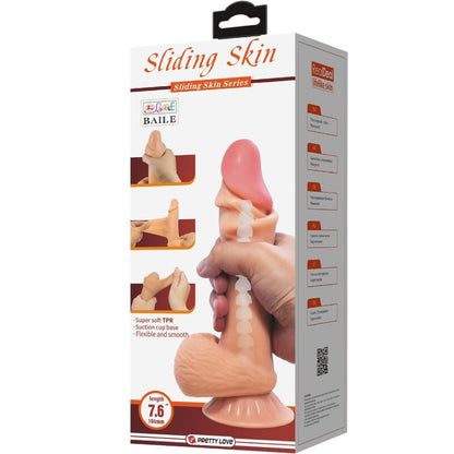 PRETTY LOVE - SLIDING SKIN SERIES REALISTISCHER DILDO MIT GLEITHAUT-SAUGNAPF 19,4 CM