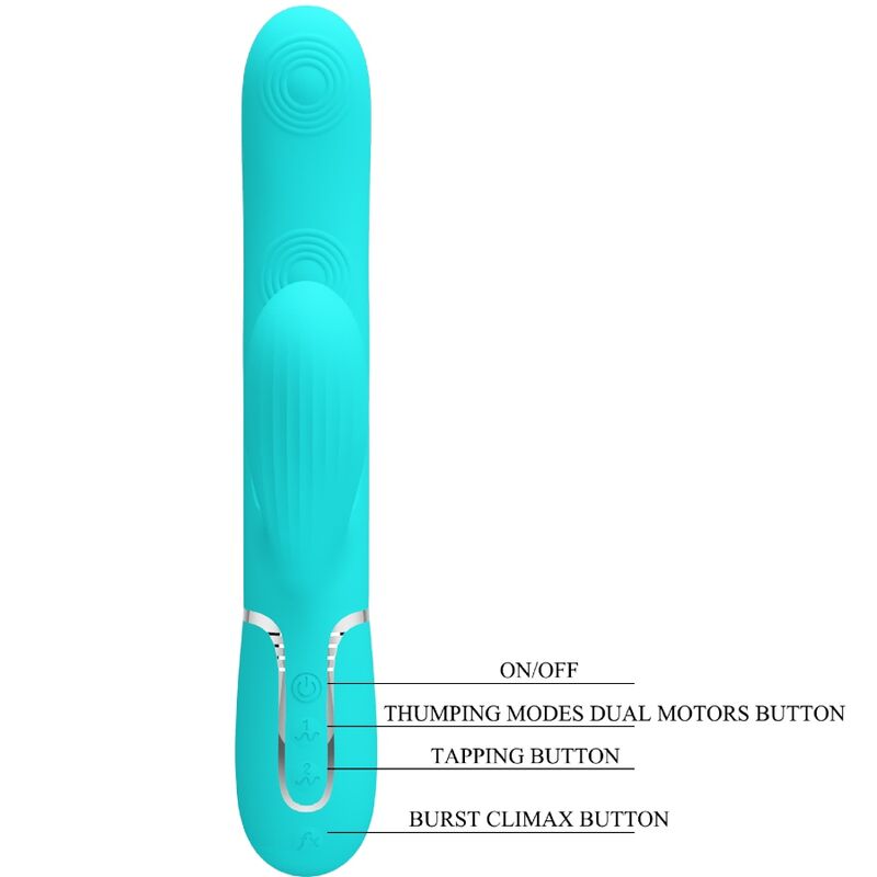 PRETTY LOVE - PERLITA MULTIFUNKTIONS-3-IN-1-G-PUNKT-VIBRATOR AQUAGRÜN