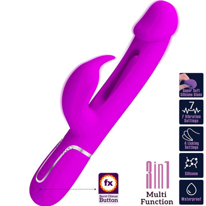 PRETTY LOVE - KAMPAS RABBIT 3 IN 1 MULTIFUNKTIONSVIBRATOR MIT ZUNGE FUCHSIA
