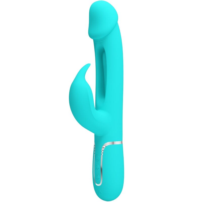PRETTY LOVE - KAMPAS RABBIT 3 IN 1 MULTIFUNKTIONSVIBRATOR MIT ZUNGE AQUAGRÜN