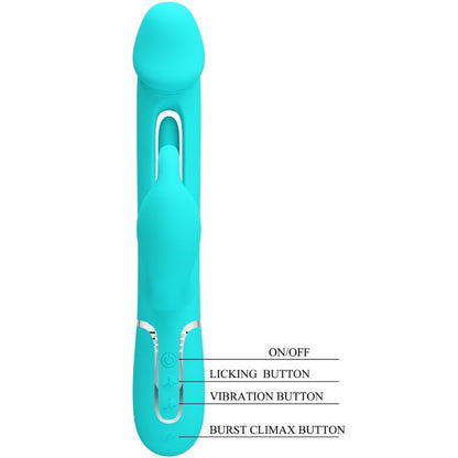 PRETTY LOVE - KAMPAS RABBIT 3 IN 1 MULTIFUNKTIONSVIBRATOR MIT ZUNGE AQUAGRÜN