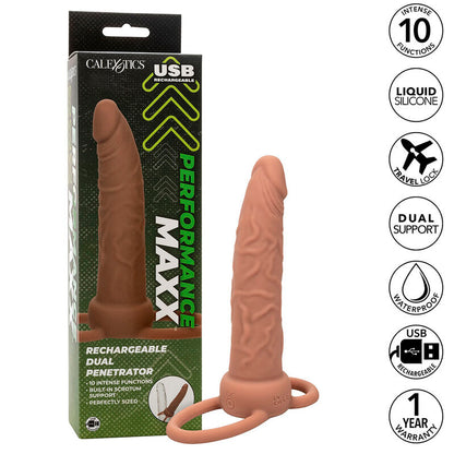 CALEXOTICS - PERFORMANCE MAXX WIEDERAUFLADBARER DUAL PENETRATOR, BRAUNE HAUT