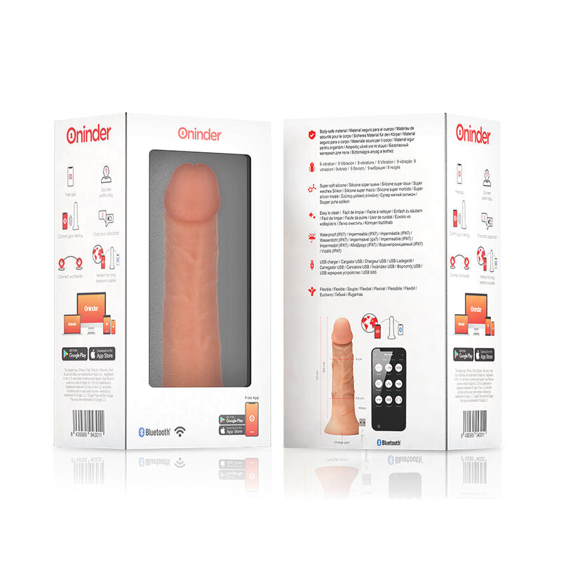 ONINDER - GROSSER BOGOTÁ VIBRATORDILDO 9 GESCHWINDIGKEITEN NATÜRLICH 22 CM -O- 4,5 CM - KOSTENLOSE APP