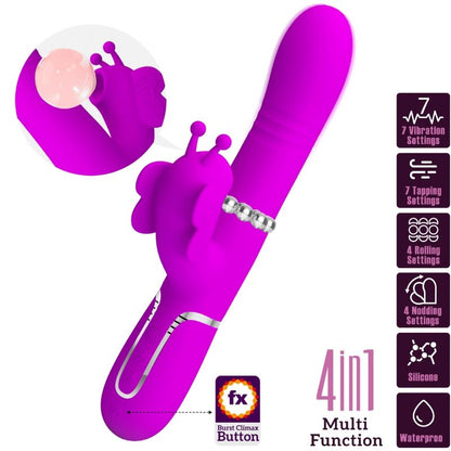 PRETTY LOVE - MULTIFUNKTIONS-RABBIT-VIBRATOR 4 IN 1 SCHMETTERLING FUCHSIA
