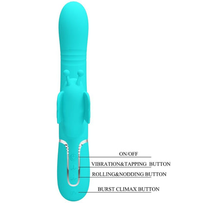 PRETTY LOVE - MULTIFUNKTIONS-RABBIT-VIBRATOR 4 IN 1 BUTTERFLY AQUA GREEN