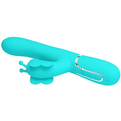 PRETTY LOVE - MULTIFUNKTIONS-RABBIT-VIBRATOR 4 IN 1 BUTTERFLY AQUA GREEN