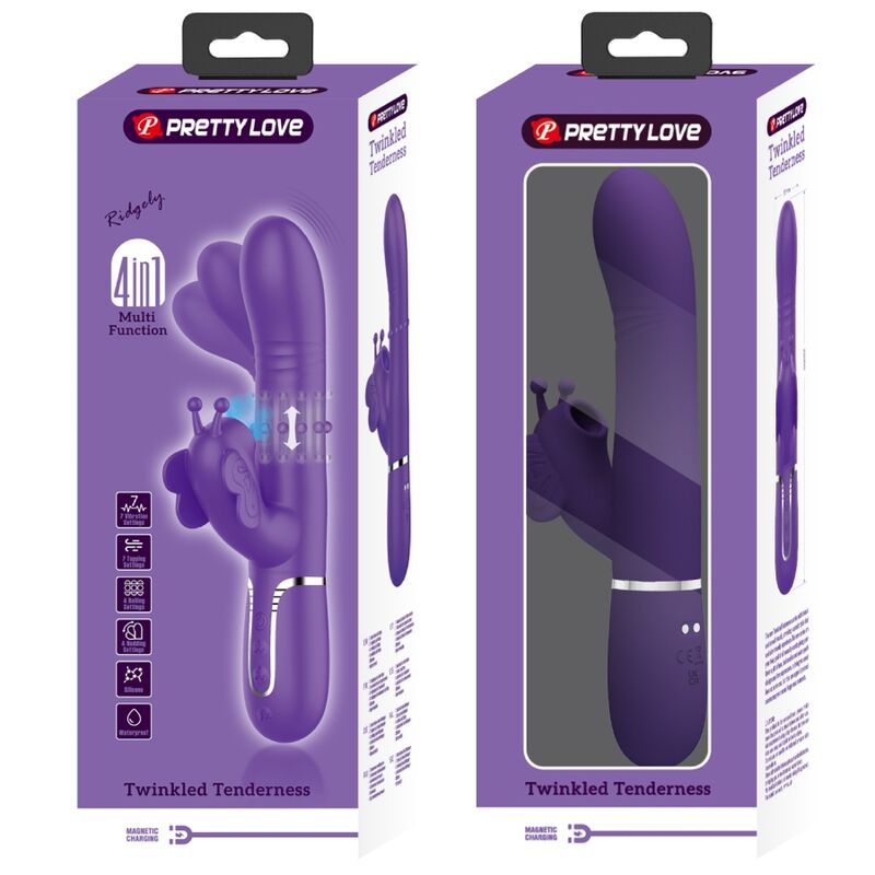PRETTY LOVE - MULTIFUNKTIONS-RABBIT-VIBRATOR 4 IN 1 SCHMETTERLING LILA