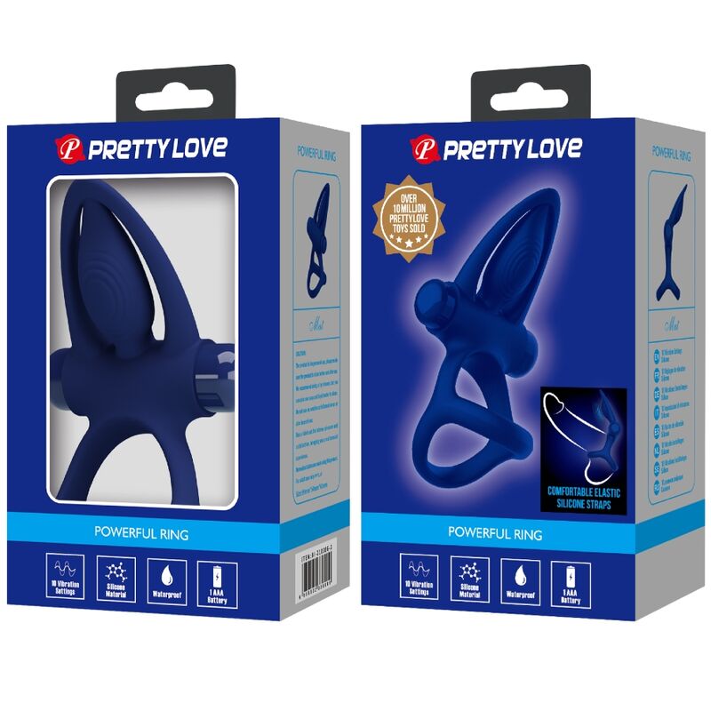 PRETTY LOVE - MAT DOPPELRING MIT VIBRATION &amp; STIMULATOR BLAU
