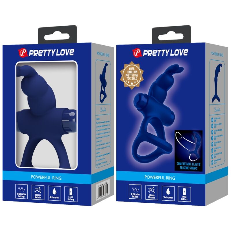 PRETTY LOVE - LUCHITO DOPPEL-VIBRATIONSRING KANINCHEN BLAU