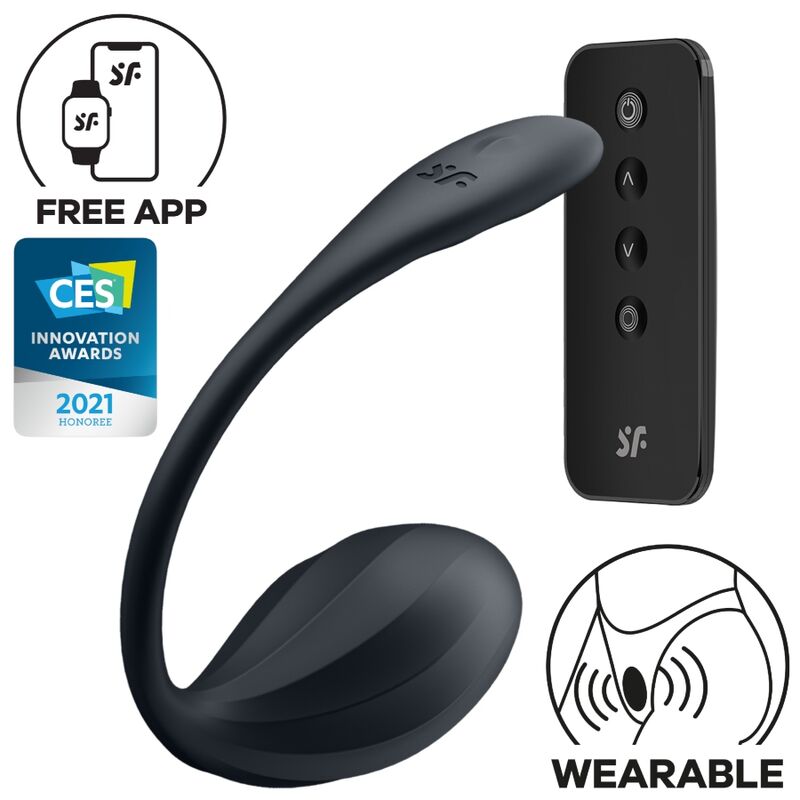 SATISFYER - GERIPPTER BLÜTENBLATT-G-PUNKT-STIMULATOR MIT FERNBEDIENUNG, SCHWARZ, KOSTENLOSE APP