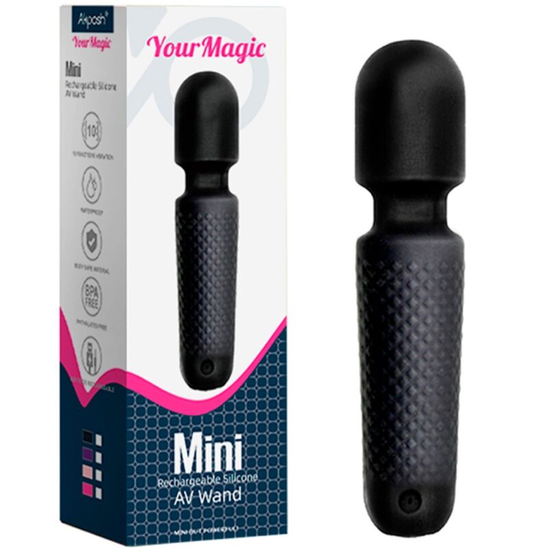 ARMONY - IHR MAGISCHER MASSAGER &amp; VIBRATOR, WIEDERAUFLADBAR, 10 VIBRATIONEN, STAB, PUNKTE, SCHWARZ