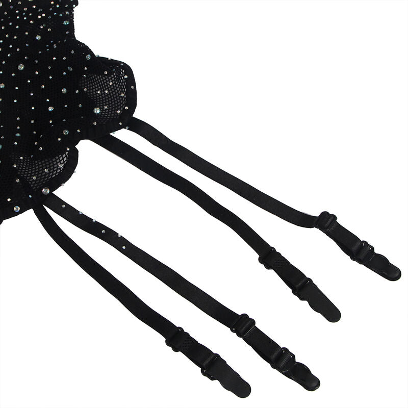 SUBBLIME - 952174 FISHNET BODYSTOCKING MIT HANDSCHUHEN UND DIAMANTEN SCHWARZ EINE GRÖSSE