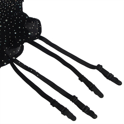 SUBBLIME - 952174 FISHNET BODYSTOCKING MIT HANDSCHUHEN UND DIAMANTEN SCHWARZ EINE GRÖSSE