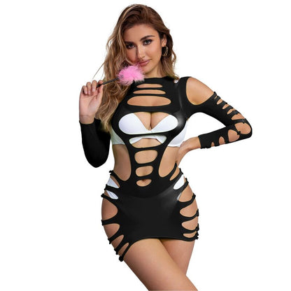 SUBBLIME - 952266 LANGARM ELASTISCHES NETZKLEID SCHWARZ EINE GRÖSSE